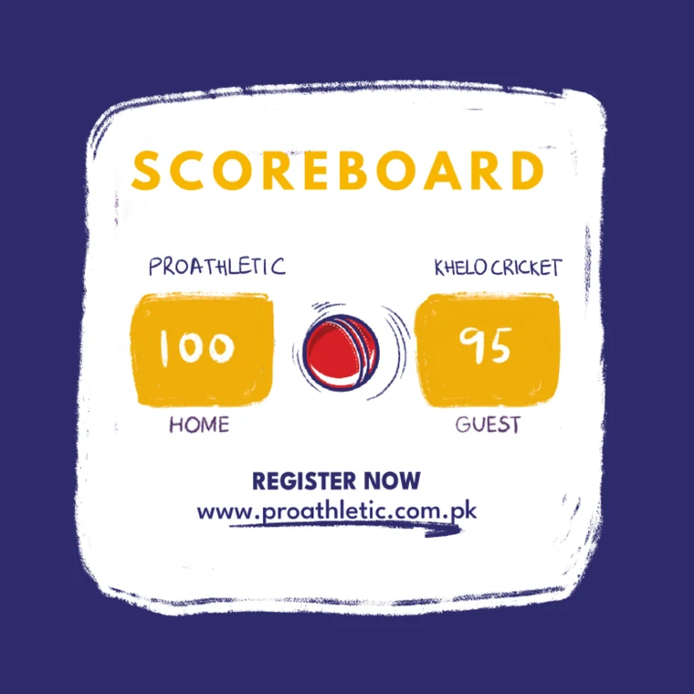 Scoreboard post — ProAthletic 100, Khelo Cricket 95, register now