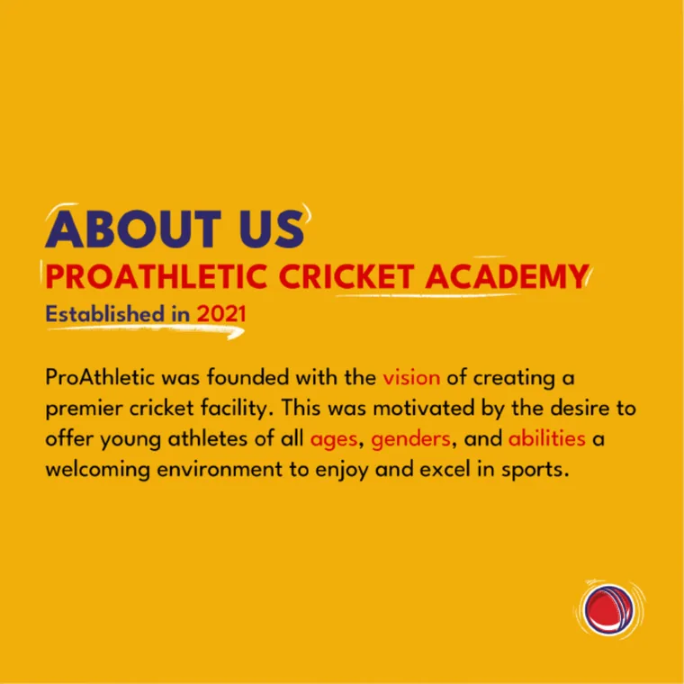 'About us — ProAthletic Cricket Academy, established 2021' intro post