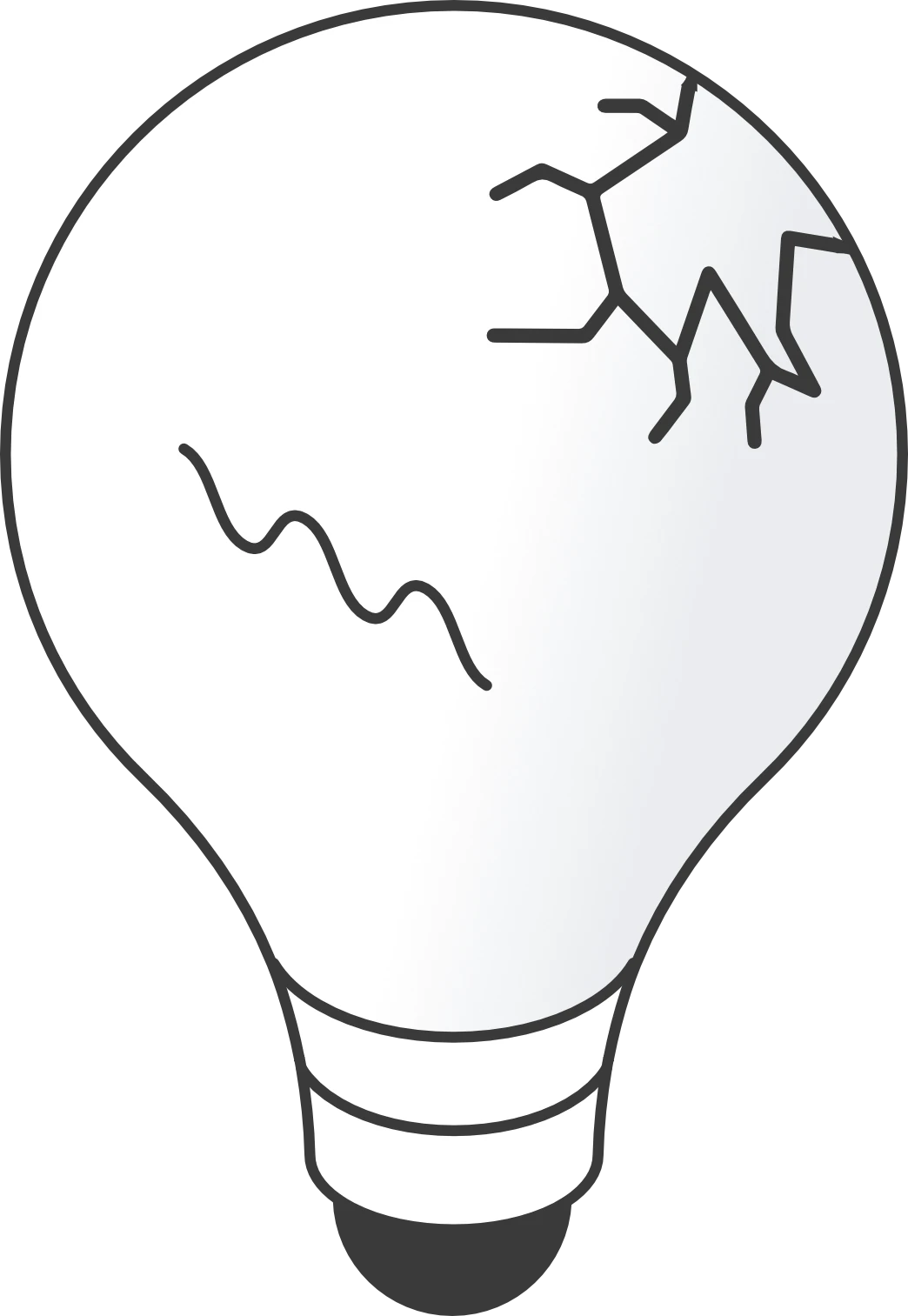 Illustration of a cracked, unlit light bulb, representing poor waiting-point infrastructure.
